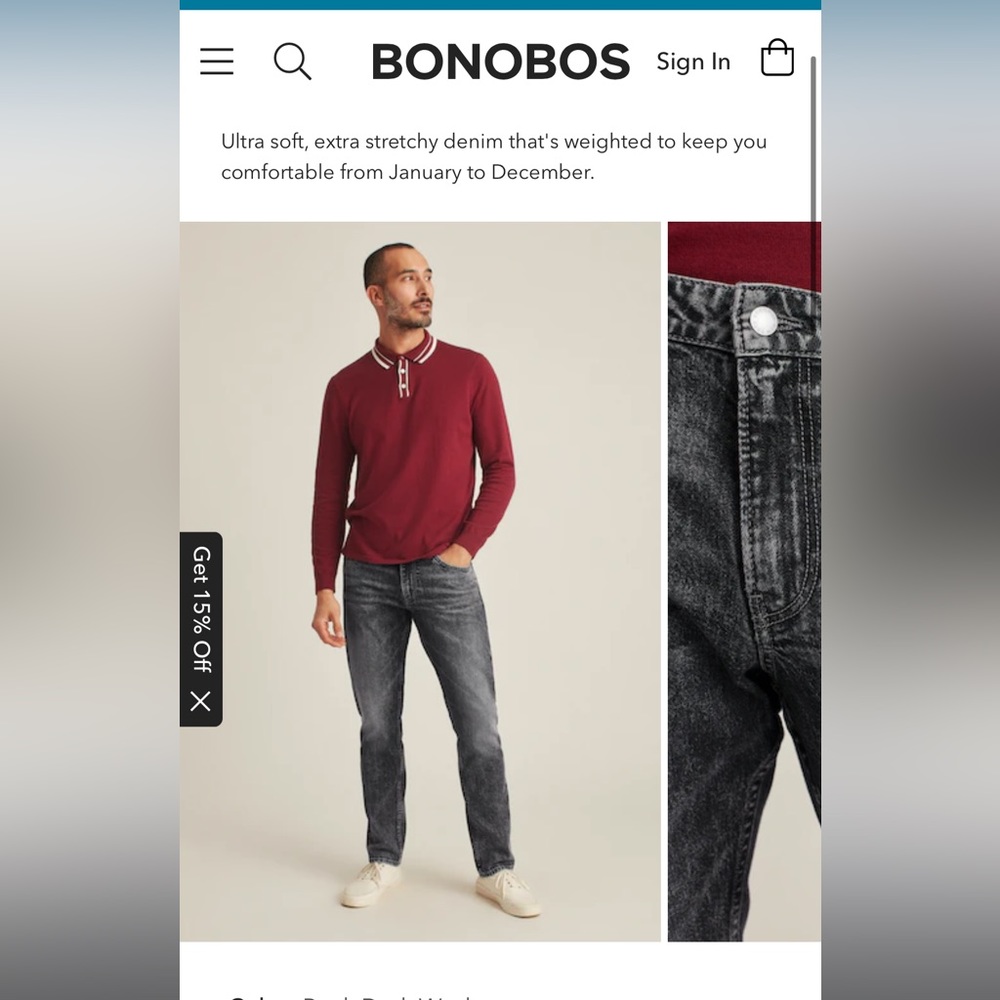 BONOBOS All Season Slim Jeans. LIGHT BLUE WASH. 34x34. Brand New with tags.